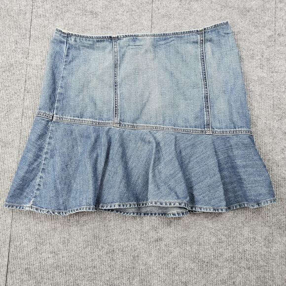 Vintage Calvin Klein Jean Skirt Womens Large Denim Y2K Flounce Mini Preppy 90s - Picture 1 of 5